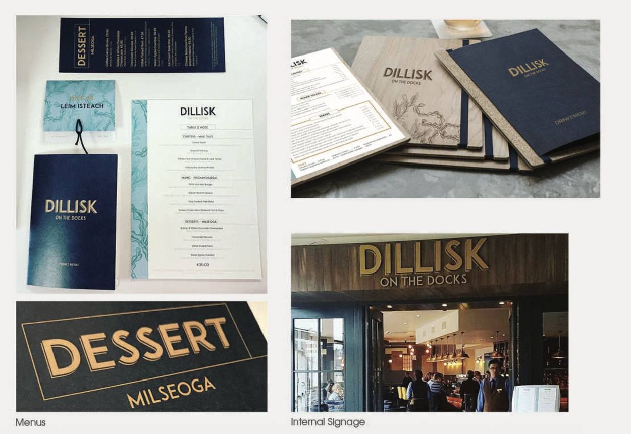 Dillisk on the Docks menus and internal signage