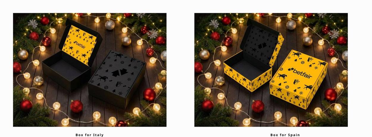 Italy and Spain gift boxes with the Christmas World pattern